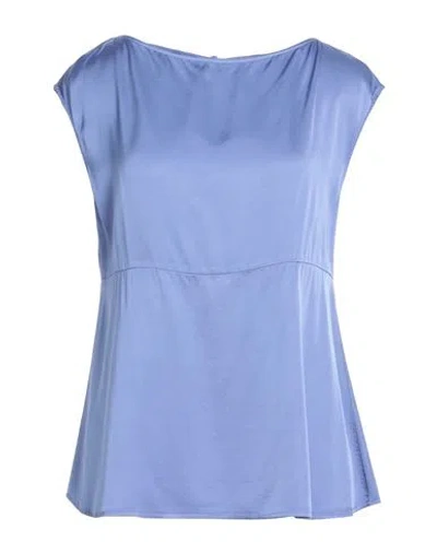 Alessia Santi Woman Top Blue Size 12 Viscose, Elastane
