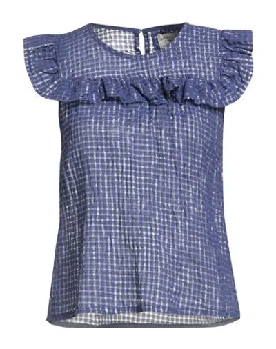 Alessia Santi Woman Top Blue Size 4 Polyester, Cotton