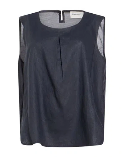 Alessia Santi Woman Top Charcoal Size 12 Cotton, Linen, Lyocell, Polyester In Grey