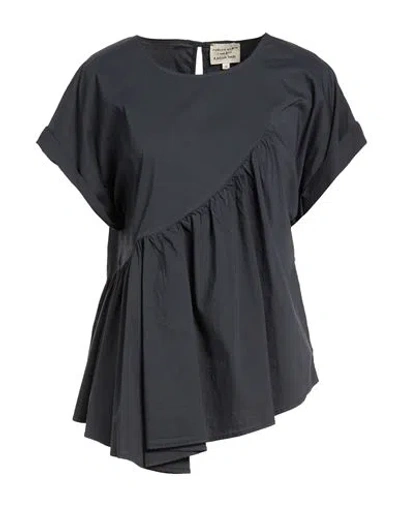 Alessia Santi Woman Top Charcoal Size 2 Cotton, Polyamide, Elastane In Blue