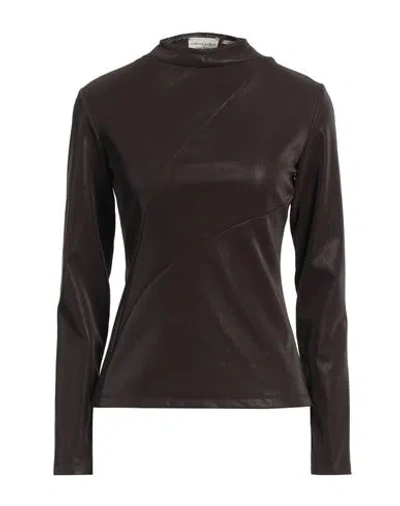 Alessia Santi Woman Top Dark Brown Size 12 Polyester, Elastane, Polyurethane Resin