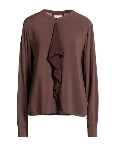 Alessia Santi Woman Top Dark Brown Size 8 Viscose, Cupro