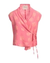 Alessia Santi Woman Top Fuchsia Size 10 Cotton, Elastane, Silk In Pink