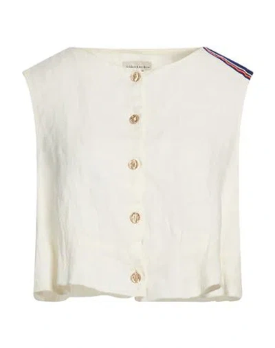 Alessia Santi Woman Top Ivory Size 10 Linen In White