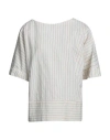Alessia Santi Woman Top Ivory Size 8 Cotton, Linen, Polyamide In White