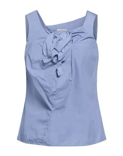 Alessia Santi Woman Top Light Blue Size 4 Cotton