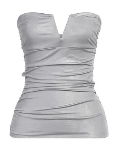 Alessia Santi Woman Top Light Grey Size 3 Polyester, Elastane In Gray