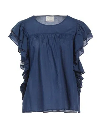 Alessia Santi Woman Top Midnight Blue Size 8 Cotton