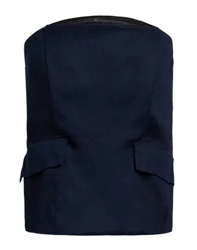 Alessia Santi Woman Top Midnight Blue Size 8 Linen, Viscose, Elastane
