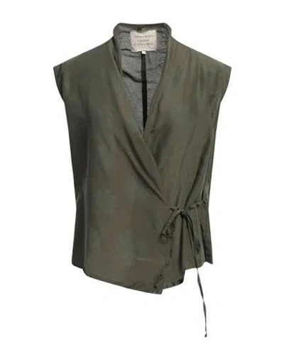 Alessia Santi Woman Top Military Green Size 12 Cotton, Elastane, Silk In Green