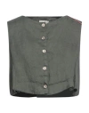 Alessia Santi Woman Top Military Green Size 10 Linen In Green