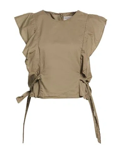 Alessia Santi Woman Top Military Green Size 8 Cotton In Brown