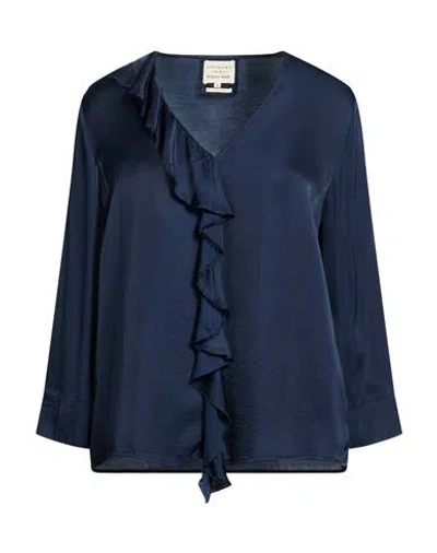 Alessia Santi Woman Top Navy Size 8 Viscose In Blue