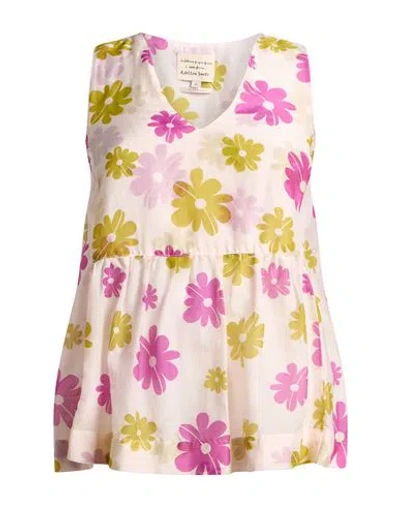 Alessia Santi Woman Top Off White Size 10 Cotton, Silk In Multi