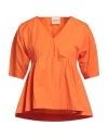Alessia Santi Woman Top Orange Size 6 Cotton, Polyamide, Elastane In Orange