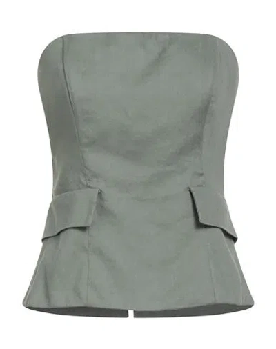 Alessia Santi Woman Top Sage Green Size 8 Linen, Viscose, Elastane