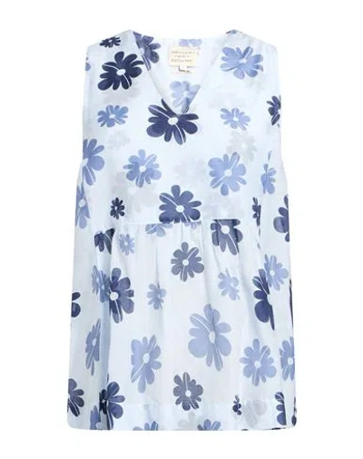 Alessia Santi Woman Top Sky Blue Size 6 Cotton, Silk