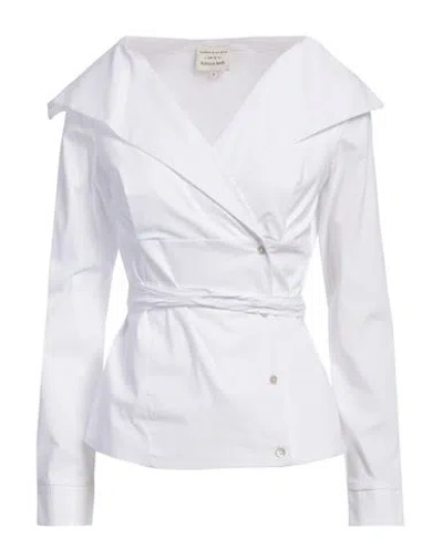 Alessia Santi Woman Top White Size 4 Cotton, Polyester, Elastane