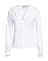 Alessia Santi Woman Top White Size 4 Cotton, Polyester, Elastane