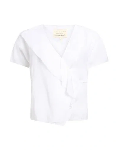 Alessia Santi Woman Top White Size 4 Linen, Viscose, Modal