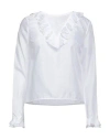 Alessia Santi Woman Top White Size 4 Polyester, Metallic Fiber In White