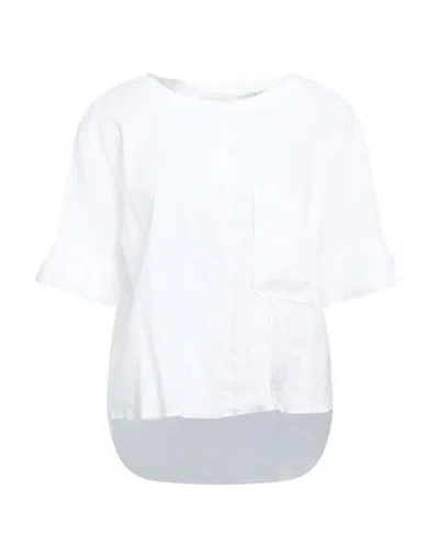 Alessia Santi Woman Top White Size 6 Linen, Viscose, Elastane