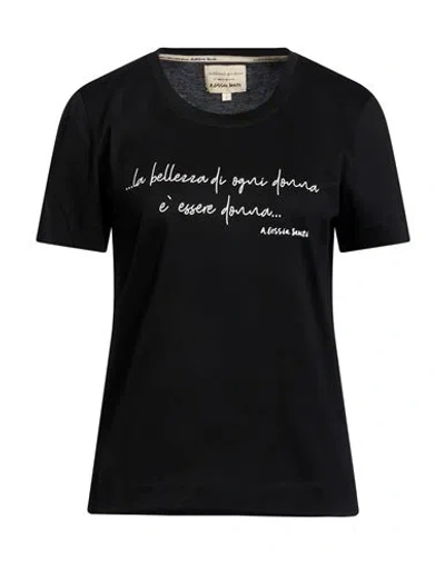 Alessia Santi Woman T-shirt Black Size 3 Cotton
