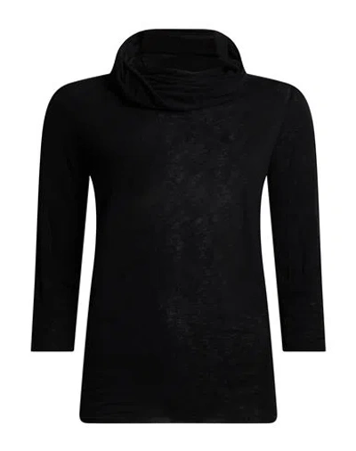 Alessia Santi Woman T-shirt Black Size 3 Viscose, Polyamide, Cashmere, Elastane