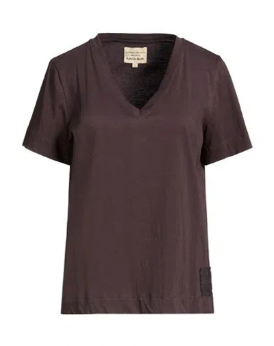 Alessia Santi Woman T-shirt Charcoal Size 2 Cotton In Brown