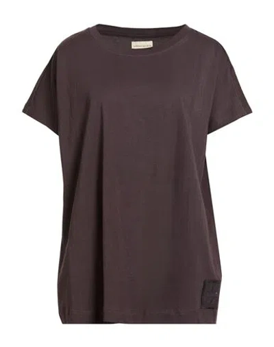 Alessia Santi Woman T-shirt Charcoal Size 3 Cotton In Brown