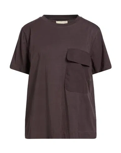 Alessia Santi Woman T-shirt Charcoal Size 3 Cotton In Burgundy