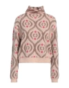 Alessia Santi Woman Turtleneck Beige Size 2 Alpaca Wool, Polyamide, Synthetic Fibers, Wool, Acrylic