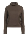 Alessia Santi Woman Turtleneck Khaki Size 1 Cotton, Wool In Beige