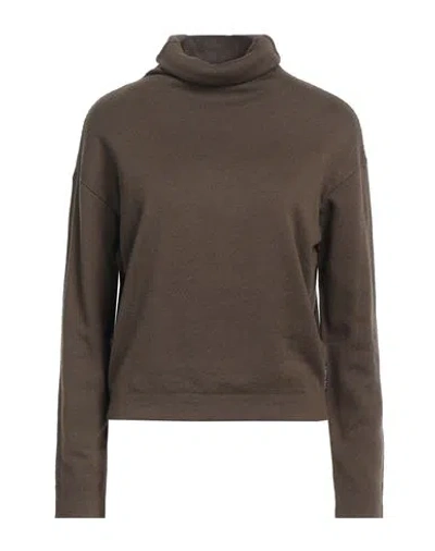 Alessia Santi Woman Turtleneck Khaki Size 1 Cotton, Wool In Beige