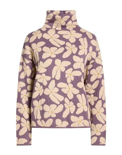 Alessia Santi Woman Turtleneck Mauve Size 3 Cotton, Wool In Purple