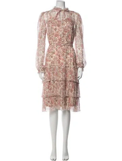 Pre-owned Alessia Zamattio Floral Print Midi Length Dress In Pink