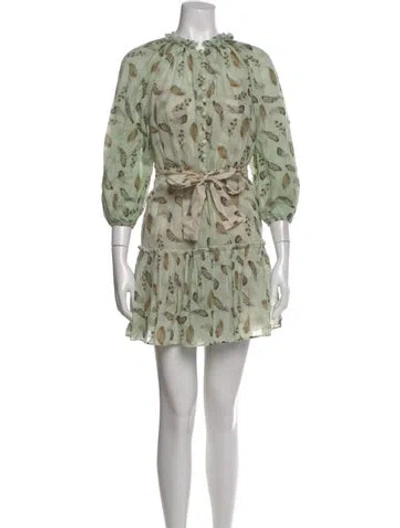 Pre-owned Alessia Zamattio Printed Mini Dress In Green