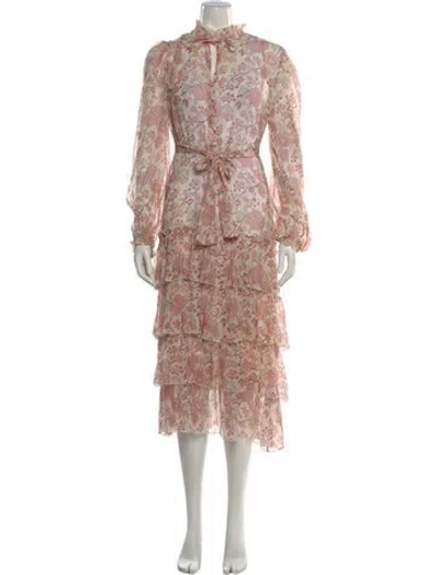 Pre-owned Alessia Zamattio Silk Midi Length Dress In Multi
