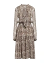 Alessia Zamattio Woman Midi Dress Beige Size 6 Polyester, Elastane In Beige