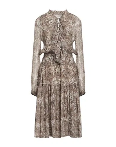 Alessia Zamattio Woman Midi Dress Beige Size 6 Polyester, Elastane