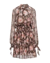 Alessia Zamattio Dalia Floral High-neck Mini Dress In Brown