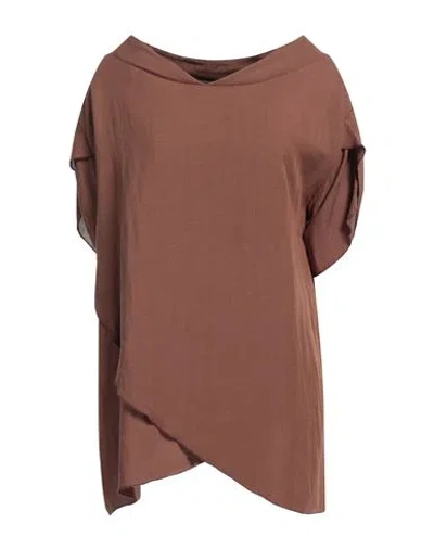 Alessio Bardelle Woman Top Brown Size 8 Viscose, Linen