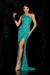 Aleta 637 Fitted Prom Long Beaded Formal Dress In Green