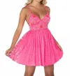Aleta Beaded Mini Dress In Bright Pink In Pink
