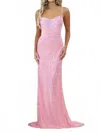 Aleta Graceful Straight Neckline Beadwork Pattern Prom Dress In Pink Ombre In Multi