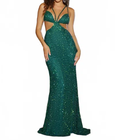 Aleta Strappy Back Cutout Dress In Jade In Green