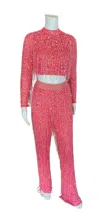 Aleta Two-piece Sequin Jumpsuit In Red In Red
