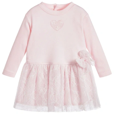 Aletta Babies' Girls Pink Cotton & Lace Dress