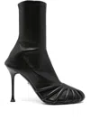 Alevì Iman 095 High Heels Ankle Boots In Black Leather In Black