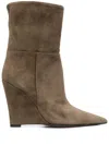 Alevì 115mm Suede Wedge Boots In Green